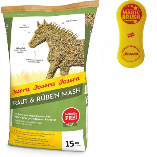 Josera Pferd Kraut & Rüben Mash 15 kg + Magic Brush gratis