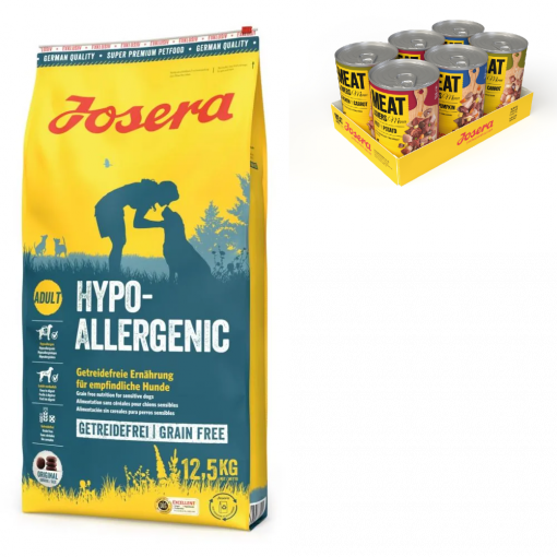 Josera Hypoallergenic 12,5 kg + 6x400g Multipack Meat Lovers Menu gratis