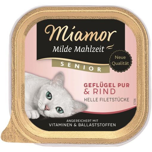 Miamor Schale Milde Mahlzeit Senior Geflügel pur & Rind 100 g (Menge: 16 je Bestelleinheit)