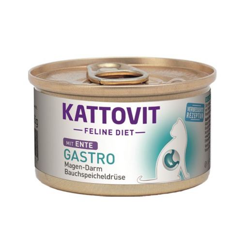 Kattovit Dose Feline Diet Gastro Ente Magen-Darm/Bauchspeicheldrüse (i-Rezeptur) 85g (Menge: 12 je Bestelleinheit)