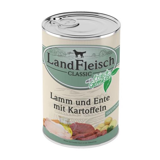 LandFleisch Dog Pur Lamm & Ente & Kartoffeln 400 g (Menge: 12 je Bestelleinheit)