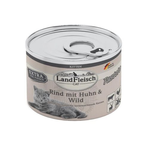 LandFleisch Cat Kitten Pastete Rind, Huhn & Wild 100g (Menge: 6 je Bestelleinheit)