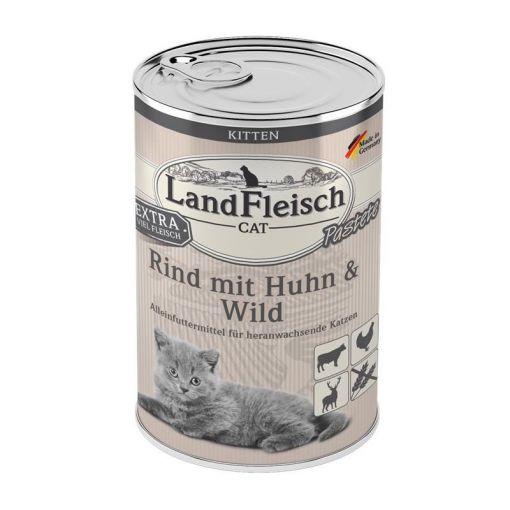 Landfleisch Cat Kitten Pastete Rind, Huhn & Wild 400g (Menge: 6 je Bestelleinheit)