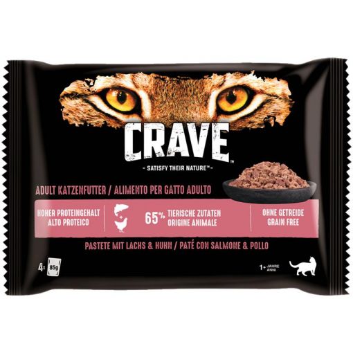 Crave Cat Frischbeutel mit Lachs & Huhn 4 x 85g Multipack