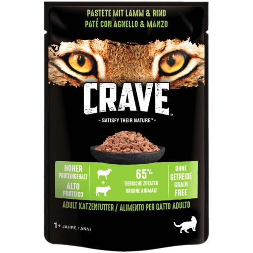 Crave Cat Frischbeutel Pastete Lamm & Rind 85 g (Menge: 24 je Bestelleinheit)