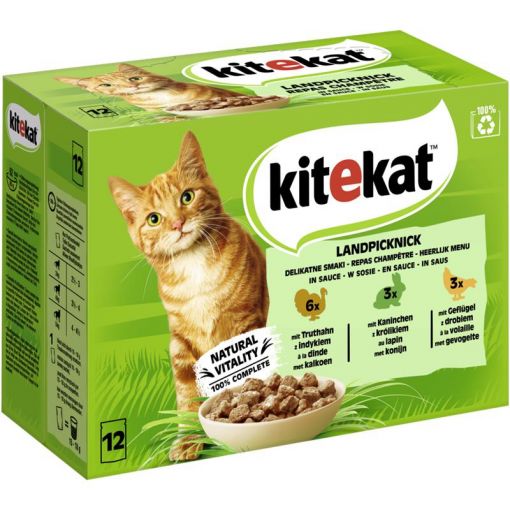 Kitekat Portionsbeutel Multipack Landpicknick in Sauce 12x85g (Menge: 4 je Bestelleinheit)