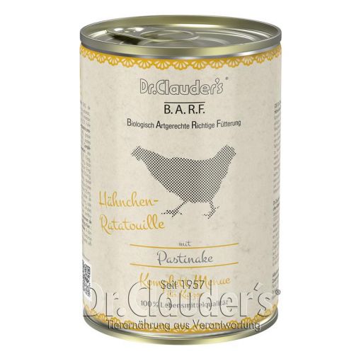 Dr. Clauders BARF Cat Komplettmenü Hähnchen-Ratatouille 400g (Menge: 6 je Bestelleinheit)