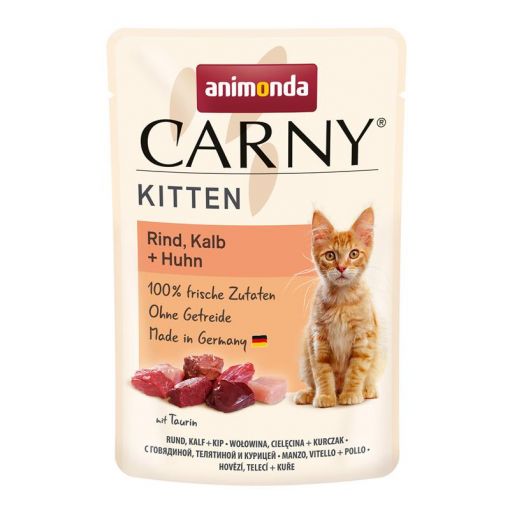 Animonda Cat Carny Kitten Rind, Kalb & Huhn 85g (Menge: 12 je Bestelleinheit)