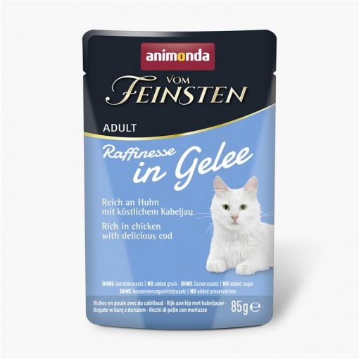 Animonda vom Feinsten Raffinesse in Gelee Adult reich an Huhn mit Kabeljau 85 g (Menge: 24 je Bestelleinheit)