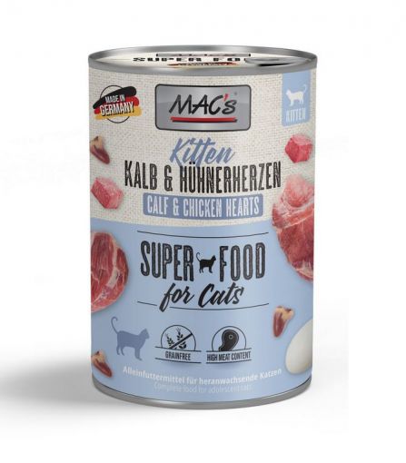 MACs Cat Kitten Kalb & Hühnerherzen 400g (Menge: 6 je Bestelleinheit)