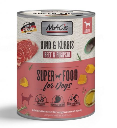 MACs Dog Rind & Kürbis 800g (Menge: 6 je Bestelleinheit)