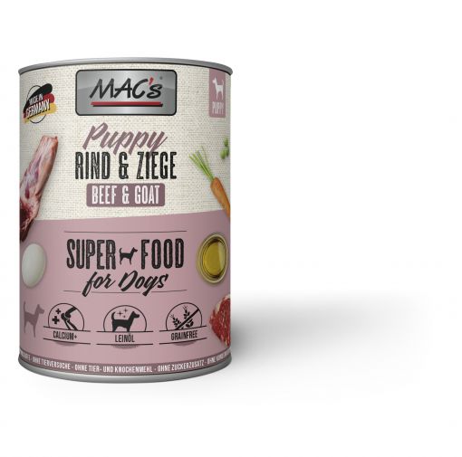 MACs Dog Puppy Rind & Ziege Dose 800g (Menge: 6 je Bestelleinheit)