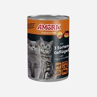 AMORA Cat Fleisch Pur 3 Sorten Geflügel 400g (Menge: 6 je Bestelleinheit)