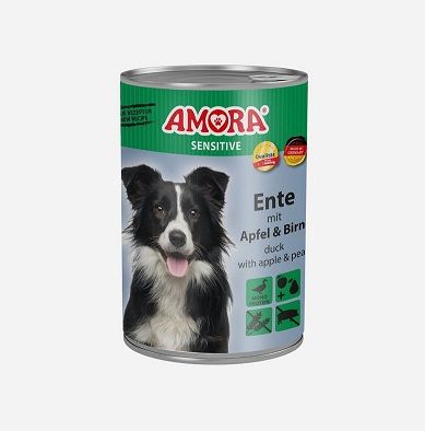 AMORA Dog Sensitive Ente, Apfel & Birne 400g (Menge: 6 je Bestelleinheit)