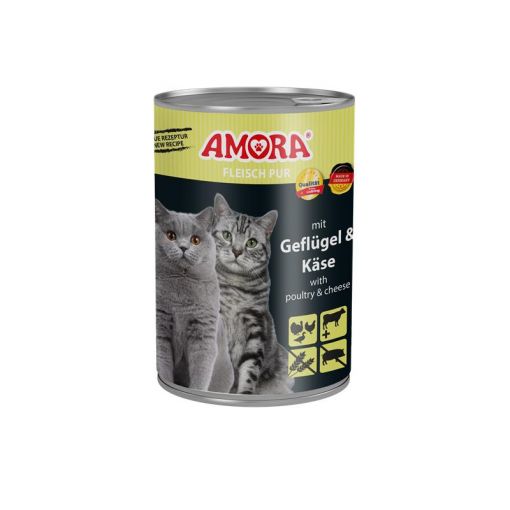 AMORA Cat Fleisch Pur mit Geflügel & Käse 400g (Menge: 6 je Bestelleinheit)