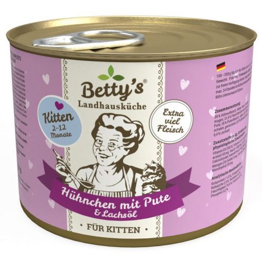 Bettys Landhausküche Katze Dose Kitten Hühnchen mit Pute 200g (Menge: 6 je Bestelleinheit)