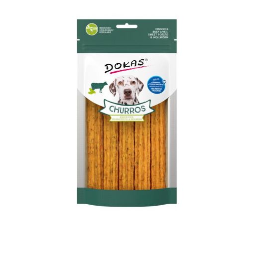 Dokas Dog Churros mit Rinderleber, Süsskartoffel & Mehlwurm 15g (Menge: 8 je Bestelleinheit)