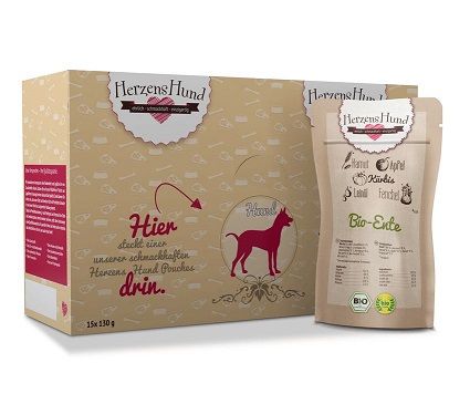 Herzenshund Bio Ente mit Bio Gemüse 130g (Menge: 18 je Bestelleinheit)