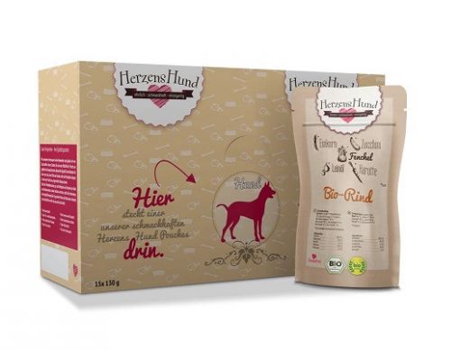 Herzenshund Bio Rind mit Bio Gemüse 130g (Menge: 15 je Bestelleinheit)