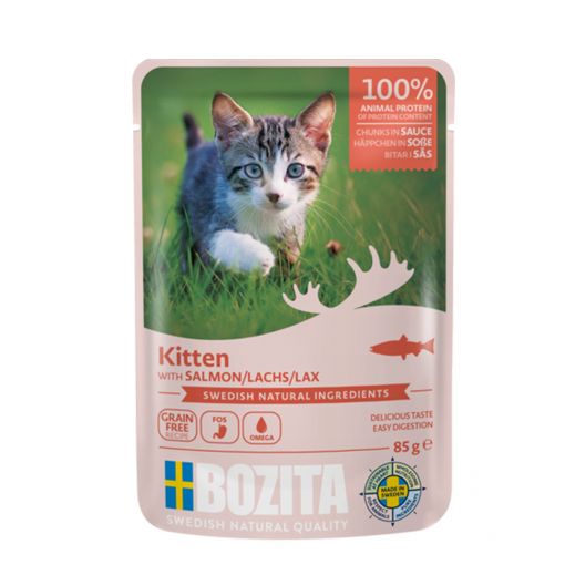 Bozita Häppchen in Sauce mit Lachs für Kitten 85 g (Menge: 12 je Bestelleinheit)