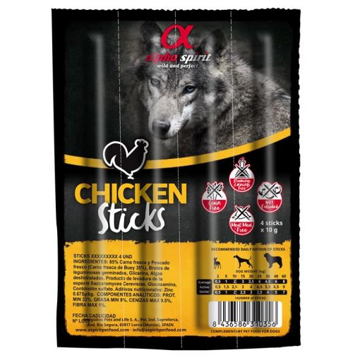 alpha spirit Dog Stick Huhn 4er Pack