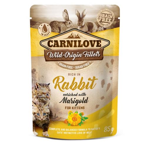 Carnilove Cat Pouch Kitten Rabbit with Marigold 85g (Menge: 24 je Bestelleinheit)