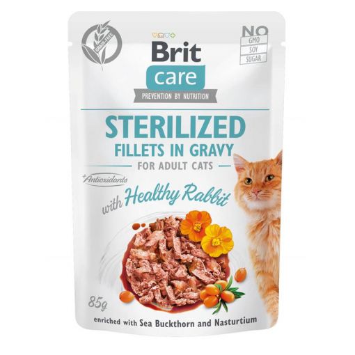 Brit Care Cat  Fillets in Gravy with Healthy Rabbit  Sterilized 85g (Menge: 24 je Bestelleinheit)