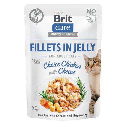 Brit Care Cat  Fillets in Jelly Choice Chicken with Cheese 85g (Menge: 24 je Bestelleinheit)