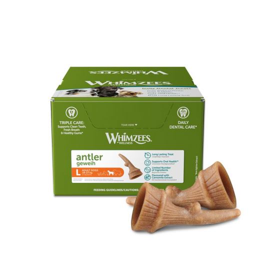 Whimzees Antler/Geweih L im Display (22 Stk.) (Menge: 22 je Bestelleinheit)